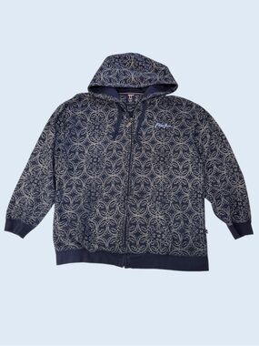 Vintage Y2K Phat Farm All Over Print AOP Grunge Hip Hop Full Zip Hoodie Large